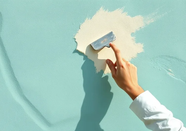 Application d'un enduit décoratif à la lisseuse sur un mur
